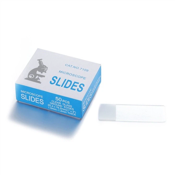 7109 Polished Edges Single Frosted End Glass Microscope Slide For Laboratory