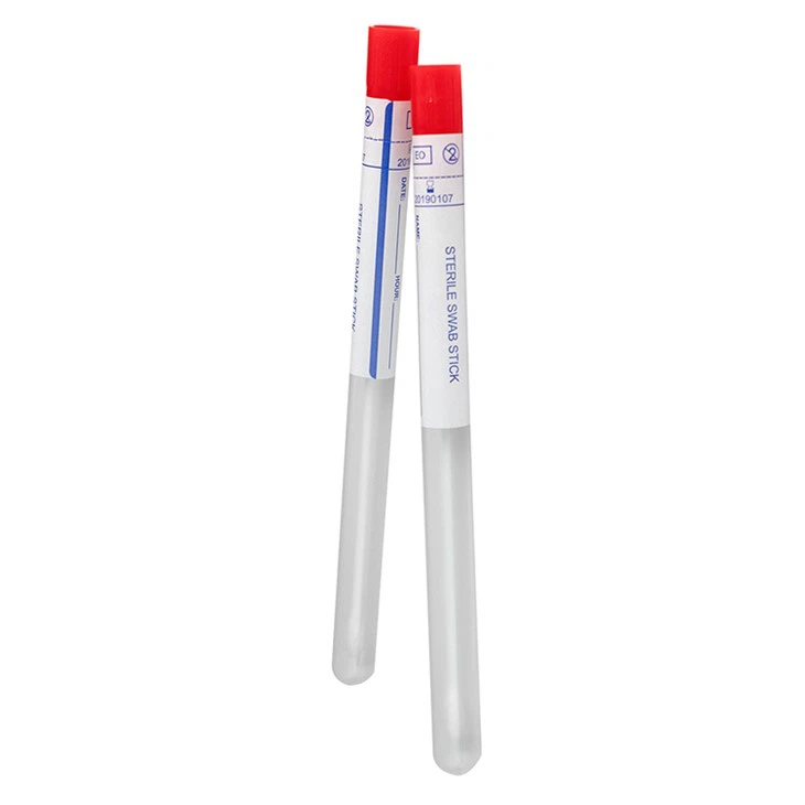 Transport Medium Disposable Sterile Plastic Wooden Stick Medical Female Swab With Tube