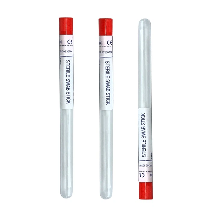 Transport Medium Disposable Sterile Plastic Wooden Stick Medical Female Swab With Tube